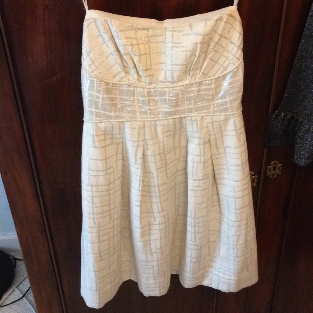 Strapless white and silver dress